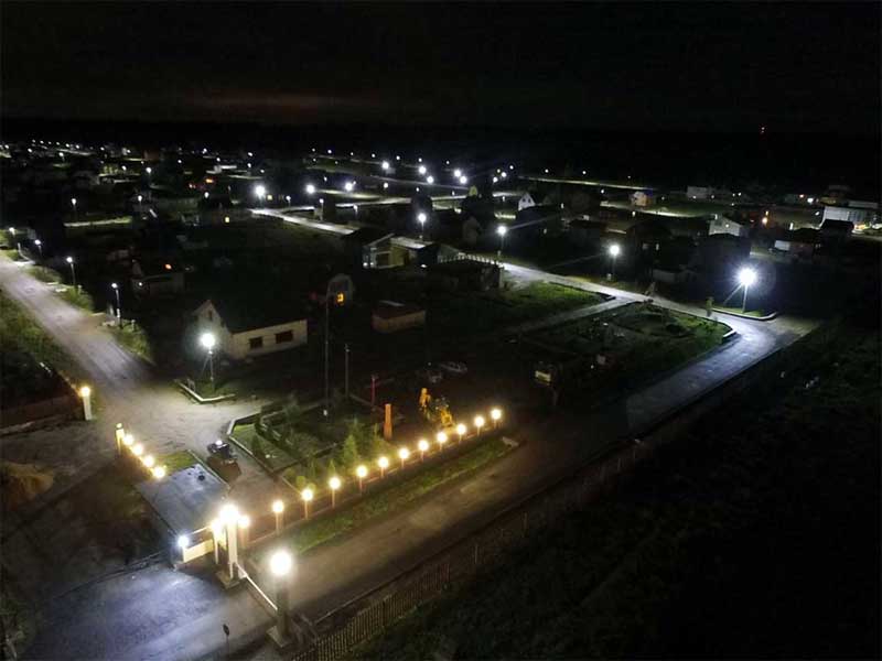 Малиновые вечера — посёлок вечером сверху